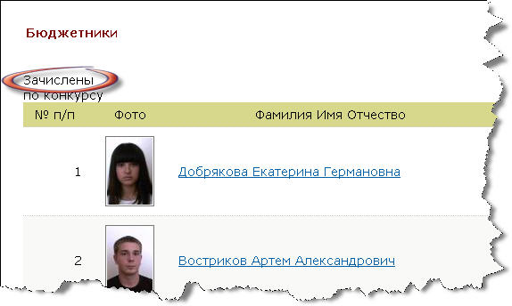 Зачисленные